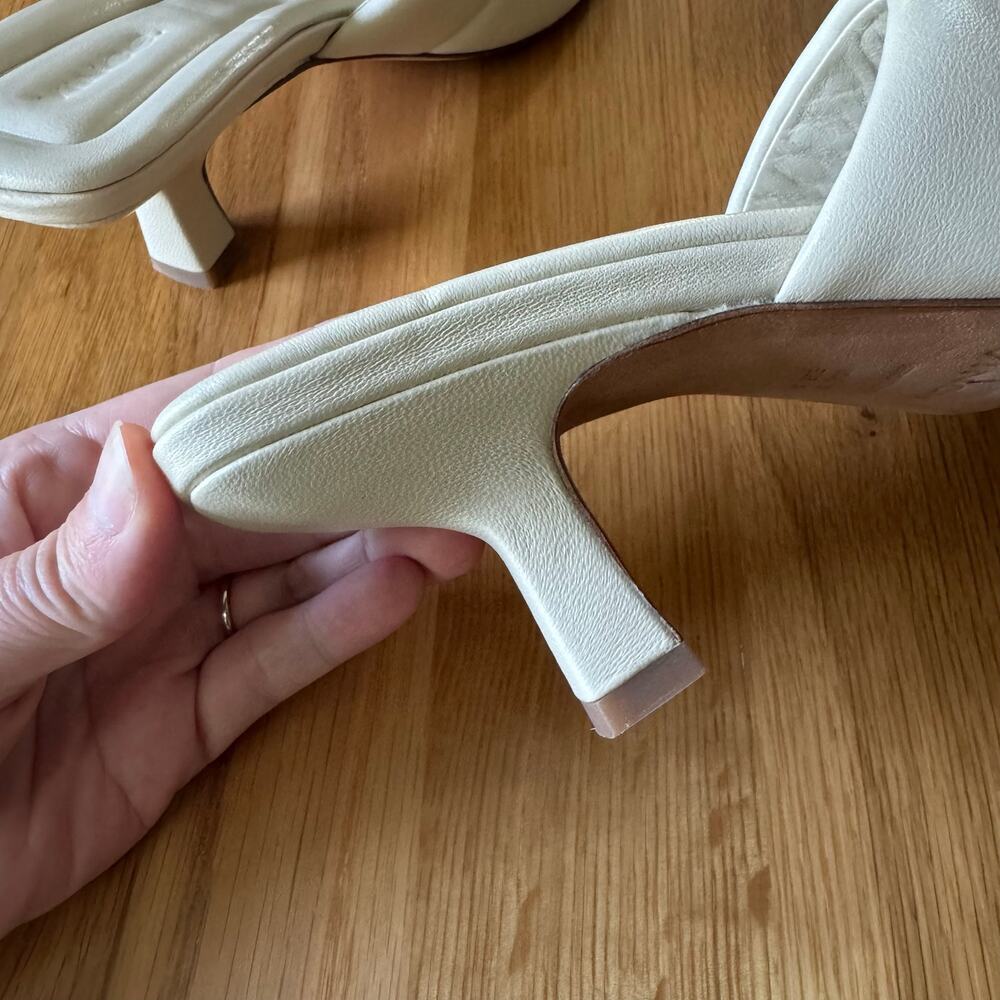 Vince Ceil Leather Kitten Heel Sandals in "Moonlight" Cream White Size 9 - Picture 11 of 13